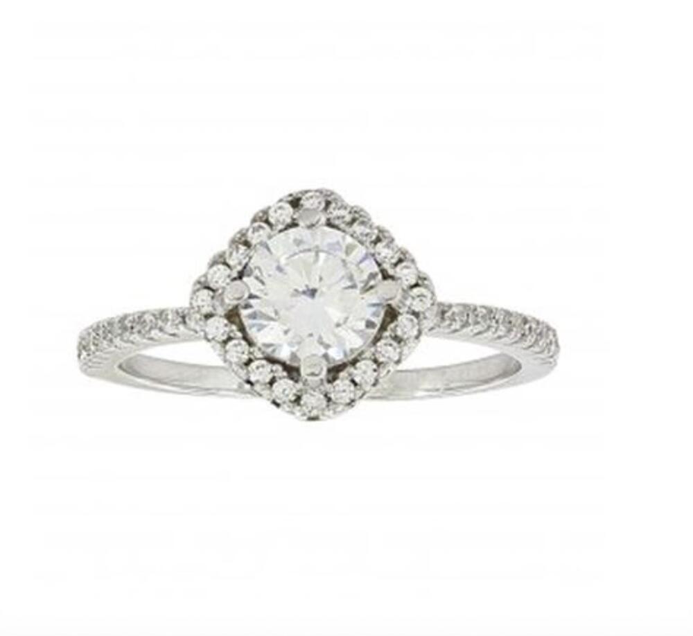 NEW MONTANA SILVERSMITHS women's squarely perfect haloed ring in silver